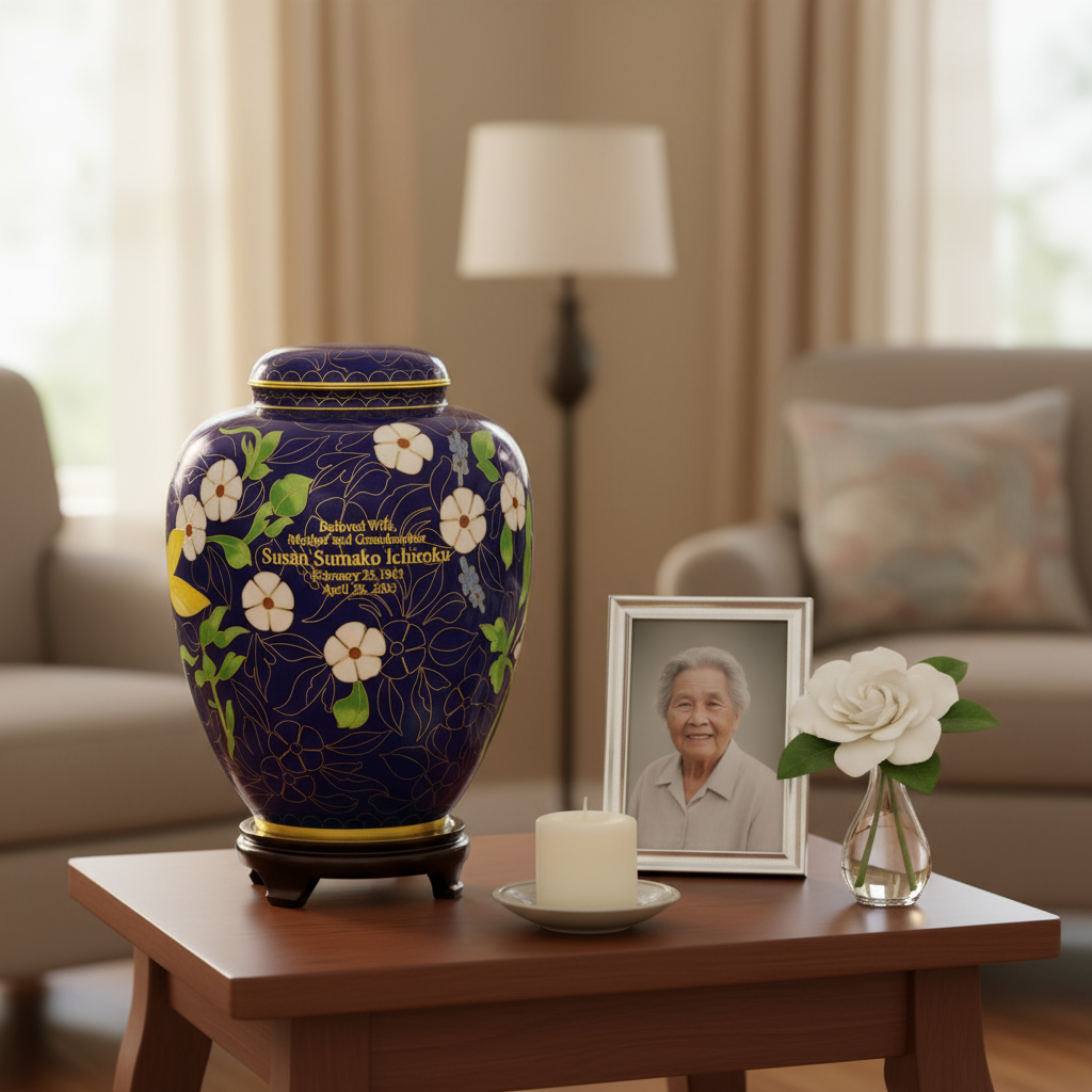 Hummingbird & Butterfly Blue Adult Urn