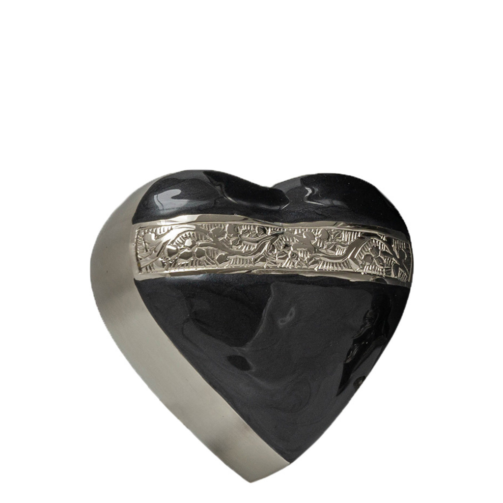 Mother of Pearl Black Brass Heart Keepsake