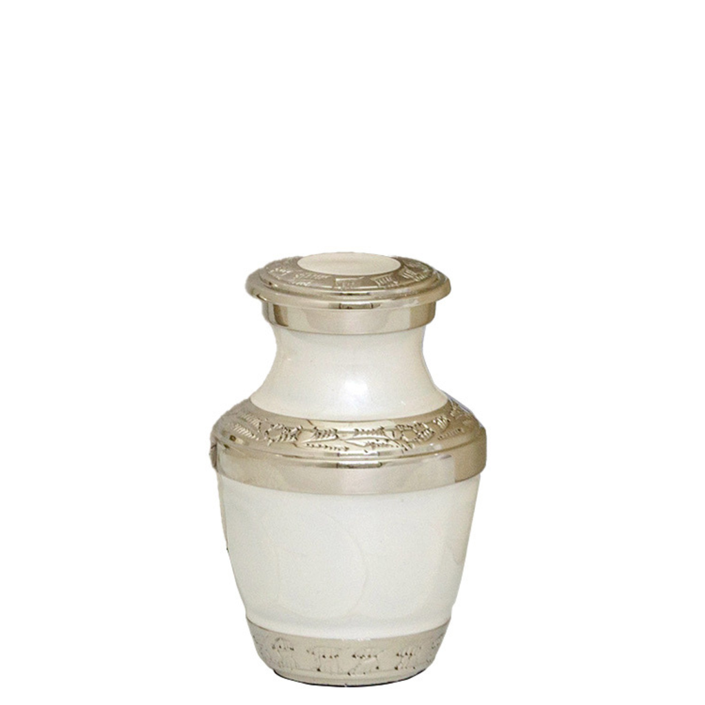Mother of Pearl Silver Brass Miniature Urn
